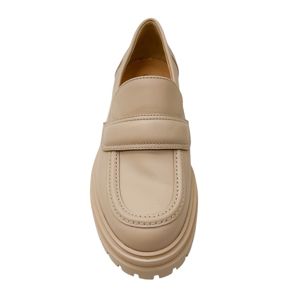 GIANVITO ROSSI BEIGE LUG SOLE LEATHER ARGO LOAFERS - Picture 4 of 8